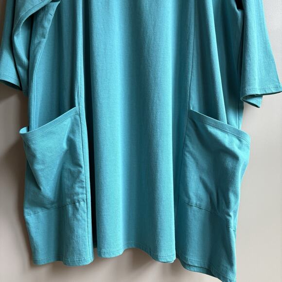 J Jill PURE JILL Two Pocket Knit Tunic Top XL 100% Cotton 3/4 Sleeves Teal Blue - Picture 5 of 9